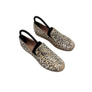 Stuart Weitzman Biarritz Leopard-Print Linen Espadrille, Sun Leopard Size 7.5 M